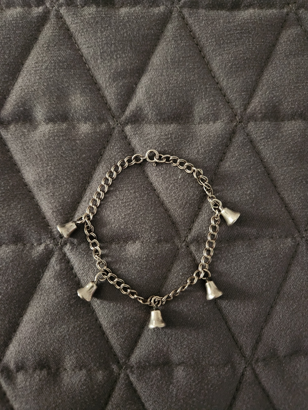 Vintage Sterling Silver Bell Charm Bracelet